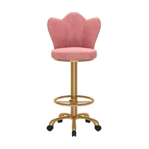 huanglyc-232 Bar Kassierer Insel Tisch Esszimmerstuhl Rezeption Sitzen Rückenlehne Hoher Hocker Licht Luxus Einfache Metall Stuhl Heimgebrauch(Pink) von huanglyc-232