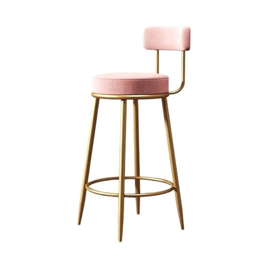huanglyc-232 Barhocker Bar Thekenstuhl Schmiedeeisen Minimalist Bar Home mit Rückenlehne Hochstuhl Pink(Klein) von huanglyc-232