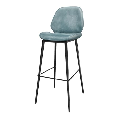 huanglyc-232 Barhocker Barhocker aus Leder, einfache Sitzfläche aus Eisen, for Restaurants, Bars, Freizeit, Hochstuhl mit Rückenlehne(Blue) von huanglyc-232