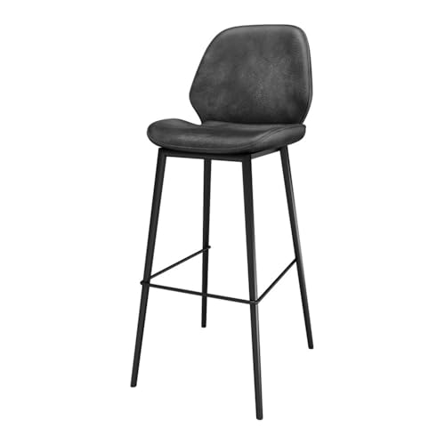 huanglyc-232 Barhocker Barhocker aus Leder, einfache Sitzfläche aus Eisen, for Restaurants, Bars, Freizeit, Hochstuhl mit Rückenlehne(Schwarz) von huanglyc-232