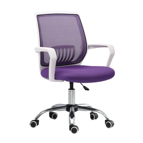 huanglyc-232 Computer-Schreibtischstuhl, Bürostuhl, Netzrückenlehne, Drehbarer Bürostuhl, Konferenzraumstuhl mit Lordosenstütze und festen Armlehnen(Purple) von huanglyc-232
