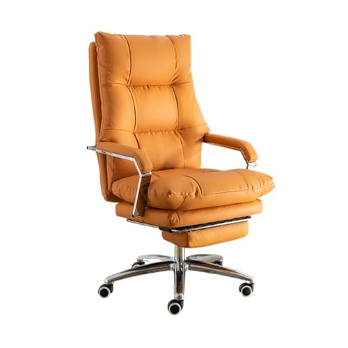huanglyc-232 Computer-Schreibtischstuhl, Luxuriöser Bürostuhl, ergonomischer Computerstuhl mit Liegefunktion, bequemer Sofastuhl for die Mittagspause, kann angehoben und gedreht Werden(Orange) von huanglyc-232