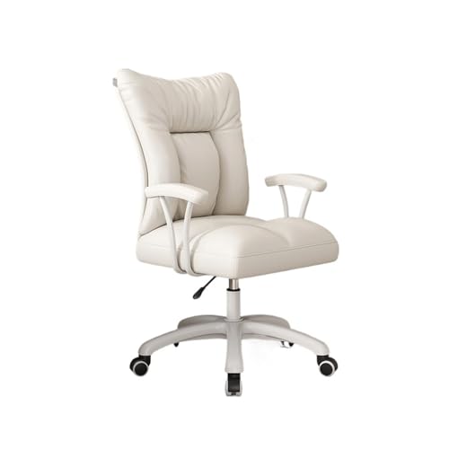 huanglyc-232 Computer-Schreibtischstuhl, PU-Leder-Schreibtischstuhl, Verstellbarer Chef-Arbeitsstuhl, Bürostuhl mit mittlerer Rückenlehne for Wohnzimmer, Schlafzimmer, Büro(Weiß) von huanglyc-232