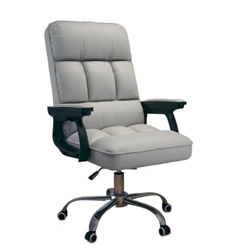huanglyc-232 Computer-Schreibtischstuhl, Weicher Schreibtischstuhl aus PU-Leder mit Armlehnen, drehbarer, höhenverstellbarer, gepolsterter Bürostuhl(Grigio) von huanglyc-232