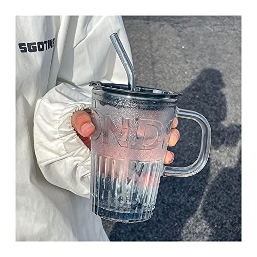 huanglyc-232 Kaffeetasse- Glasbecher Advanced Sense Cup Design Sense Minority mit Griff Bürokaffeetasse mit Strohhalm Einweihungsgeschenk zur Hochzeit(Schwarz) von huanglyc-232