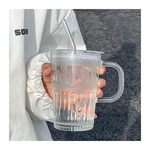 huanglyc-232 Kaffeetasse- Glasbecher Advanced Sense Cup Design Sense Minority mit Griff Bürokaffeetasse mit Strohhalm Einweihungsgeschenk zur Hochzeit(Weiß) von huanglyc-232