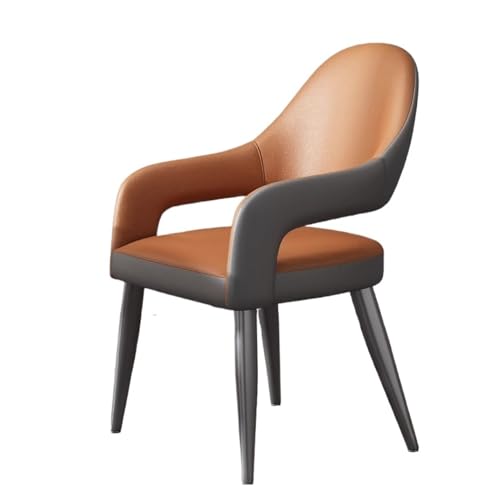 huanglyc-232 Moderne Sessel for Wohn- und Esszimmer, Akzentstühle aus Kunstleder mit gepolsterter Sitzfläche, Armlehnen, Rückenlehne und Metallbeinen, Bequemer Sitz(Orange) von huanglyc-232