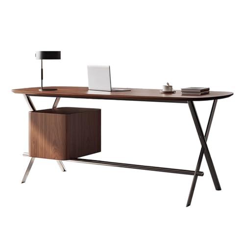 huanglyc-232 Moderner Laptop-Schreibtisch aus Holz im minimalistischen Stil, Home-Office-Arbeitsplatz mit Stauraum, Dunkles Walnussholz Home-Office-Schreibtisch(M) von huanglyc-232