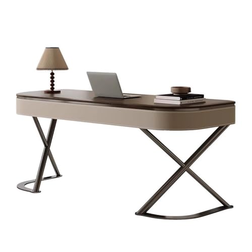 huanglyc-232 Moderner Retro-Schreibarbeitsplatz, geräumiger Home-Office-Cheftisch mit stabilem X-förmigem Stahlrahmen Home-Office-Schreibtisch(M) von huanglyc-232