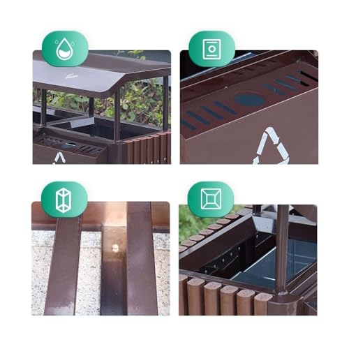 huanglyc-232 Mülleimer, Doppelte Mülltonne aus Kunststoff, Holz und Metall, Mülleimer for gewerbliche und öffentliche Außenbereiche, Abfallbehälter für den Außenbereich von huanglyc-232