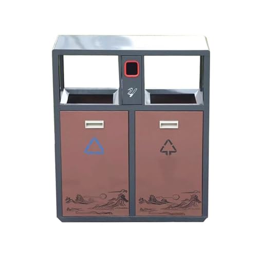 huanglyc-232 Mülleimer, Doppelter Kasten-Abfalleimer im Freien Handelslandschaftsflecken-Metallabfallbehälter von huanglyc-232