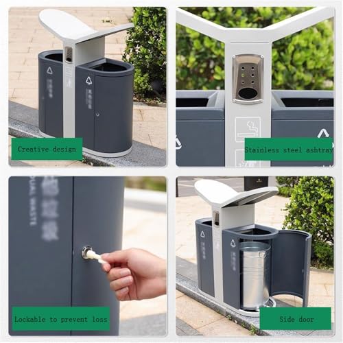 huanglyc-232 Mülleimer, Kommerzieller Doppelmülleimer for den Außenbereich, verzinkter Stahl, Metall-Mülleimer, Abfallbehälter für den Außenbereich von huanglyc-232
