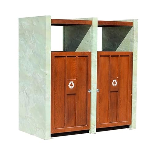 huanglyc-232 Mülleimer, Kommerzieller klassifizierter Abfallbehälter for den Außenbereich, öffentlicher Bereich, Holzimitat, Metall-Mülleimer von huanglyc-232