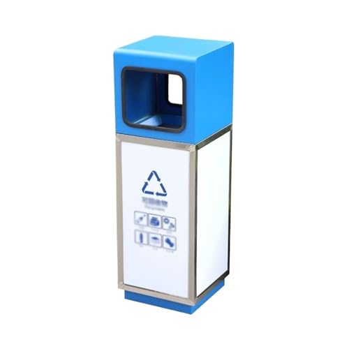 huanglyc-232 Mülleimer, Mülleimer aus Metall, gebrannte Emaille, for gewerbliche öffentliche Plätze im Freien, Abfallbehälter für den Außenbereich(Blue) von huanglyc-232