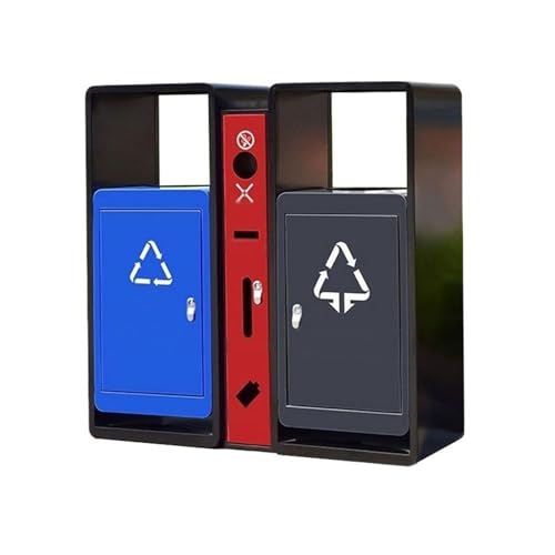 huanglyc-232 Mülleimer, Mülleimer aus Metall for den Außenbereich, Doppelbox, for öffentlichen Straßenbereich von huanglyc-232