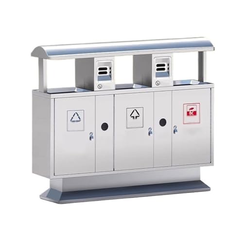 huanglyc-232 Mülleimer, Mülleimer mit drei Fächern for den Außenbereich, gewerblicher Abfalleimer aus Edelstahl von huanglyc-232