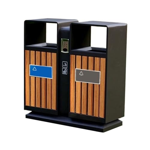 huanglyc-232 Mülleimer, Outdoor-Metall mit Kunststoff-Holzstreifen Mülleimer Öffentlicher Aussichtspunkt Doppelbox von huanglyc-232