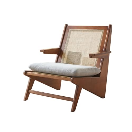 huanglyc-232 Rattanstuhl- Akzent-Rattanstuhl, Lesestuhl mit Armlehnen, Mid Century Modern Stuhl for Wohnzimmer, Schlafzimmer, Balkon, Terrasse Terrassen-Loungesessel(Bruin) von huanglyc-232