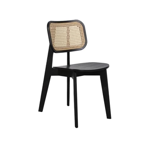 huanglyc-232 Rattanstuhl- Esszimmerstuhl aus Massivholz mit Rückenlehne aus Rattangeflecht – moderner Stil – ideal for den Einsatz im Restaurant zu Hause Terrassen-Loungesessel(Schwarz) von huanglyc-232
