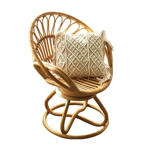 huanglyc-232 Rattanstuhl- Esszimmerstuhl aus natürlichem Rattan, Rattanstuhl for den Innenbereich, drehbarer Rattan-Loungesessel for Balkon und Garten Terrassen-Loungesessel von huanglyc-232