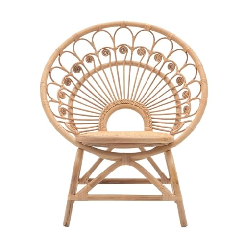 huanglyc-232 Rattanstuhl- Gartenstuhl aus natürlichem Rattan – dekorativer Lounge-Sessel in Pfauenform – lässiger Rattan-Stuhl for draußen und drinnen Terrassen-Loungesessel(Log Colour) von huanglyc-232
