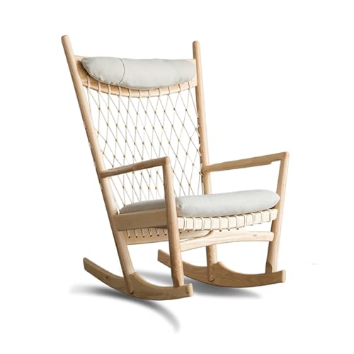 huanglyc-232 Rattanstuhl- Holzschaukelstuhl – Nap Chaise Lounge & Einzelsofastuhl – Rattanstuhl – Freizeitstuhl for Wohnzimmer oder Außenbereich Terrassen-Loungesessel(Original Wood Colour) von huanglyc-232