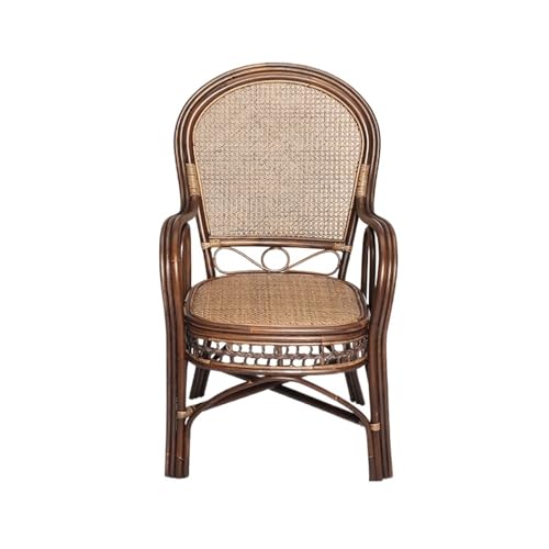 huanglyc-232 Rattanstuhl- Natürlicher Rattan-Esszimmerstuhl, moderner böhmischer Rattanstuhl, Lounge-Stuhl mit Sessel for Wohnzimmer Terrassen-Loungesessel(Bruin) von huanglyc-232