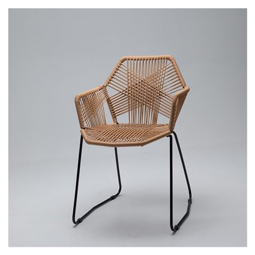 huanglyc-232 Rattanstuhl- Rattan-Esszimmerstuhl, Rattanstuhl, Outdoor-Freizeitstuhl, moderner Stuhl mit Rückenlehne for Café, Esszimmer, Wohnzimmer, Schlafzimmer Terrassen-Loungesessel(Bruin) von huanglyc-232