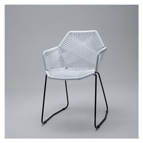huanglyc-232 Rattanstuhl- Rattan-Esszimmerstuhl, Rattanstuhl, Outdoor-Freizeitstuhl, moderner Stuhl mit Rückenlehne for Café, Esszimmer, Wohnzimmer, Schlafzimmer Terrassen-Loungesessel(Weiß) von huanglyc-232