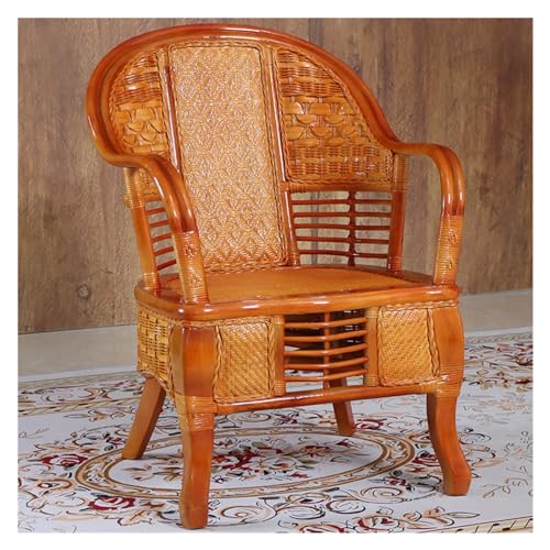 huanglyc-232 Rattanstuhl- Rattan-Esszimmerstuhl, Terrassen-Rattanstuhl mit Rückenlehne und gebogenen Armlehnen, dekorativer Stuhl for Garten, Balkon und Terrasse Terrassen-Loungesessel(Orange) von huanglyc-232