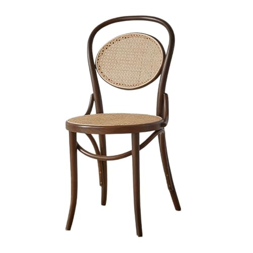 huanglyc-232 Rattanstuhl- Rattan-Esszimmerstuhl, armloser Beistell-Esszimmerstuhl aus Buche, Retro-Rückenlehnenstuhl for Esszimmer, Wohnzimmer Terrassen-Loungesessel(Coffee) von huanglyc-232