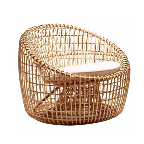 huanglyc-232 Rattanstuhl- Rattan Relaxsessel mit Armlehne und Rückenlehne, Einzel-Rattansessel for Balkon, Terrasse Terrassen-Loungesessel von huanglyc-232