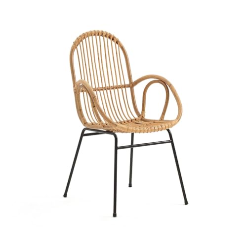 huanglyc-232 Rattanstuhl- Rattanstuhl, Outdoor-Freizeitstuhl, Rattan-Rückenlehnenstuhl, Esszimmerstuhl mit Armlehne Terrassen-Loungesessel von huanglyc-232