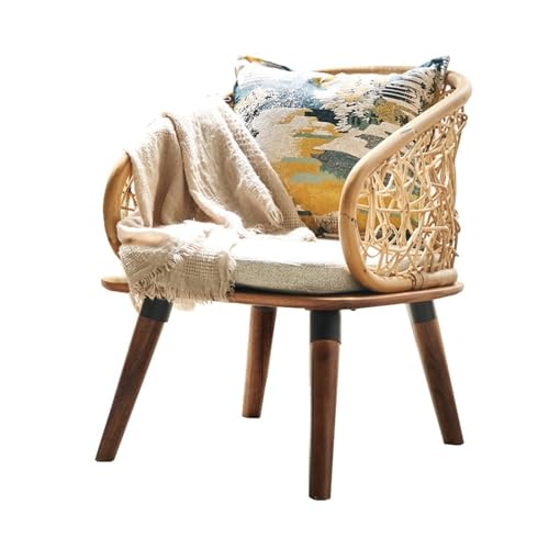 huanglyc-232 Rattanstuhl- Rattanstuhl, Rattan-Esszimmerstuhl, Mid Century Modern Akzentstuhl for Küche, Wohnzimmer, Schlafzimmer Terrassen-Loungesessel von huanglyc-232