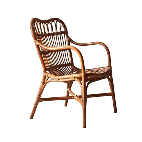 huanglyc-232 Rattanstuhl- Rattanstuhl, Vintage-Stuhl, Rattan-Sofastuhl mit Balkon-Rückenlehne, Wohnzimmerstuhl Terrassen-Loungesessel von huanglyc-232