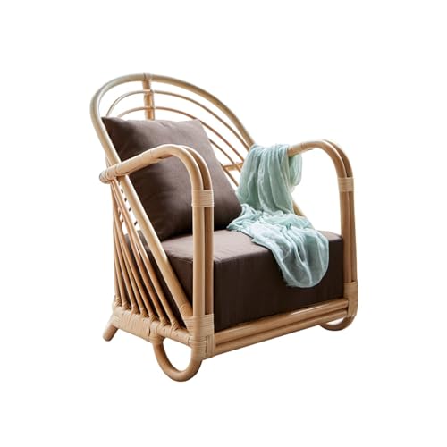 huanglyc-232 Rattanstuhl- Rattanstuhl, geflochtener Korbsessel mit Sitzkissen, modernes Loungemöbel Terrassen-Loungesessel von huanglyc-232