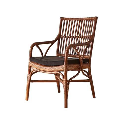 huanglyc-232 Rattanstuhl- Restaurant-Esszimmerstuhl, handgewebter Stuhl, Rattan-Wicker-Rattanstuhl mit gepolsterter Rückenlehne, Freizeitstuhl Terrassen-Loungesessel von huanglyc-232
