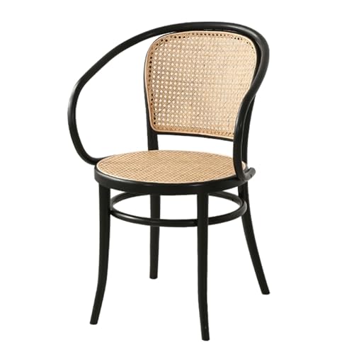 huanglyc-232 Rattanstuhl- Sessel aus natürlichem Rattangeflecht for Entspannen, klassisches Design, bequem und langlebig, for den Innen- und Außenbereich geeignet Terrassen-Loungesessel(Schwarz) von huanglyc-232
