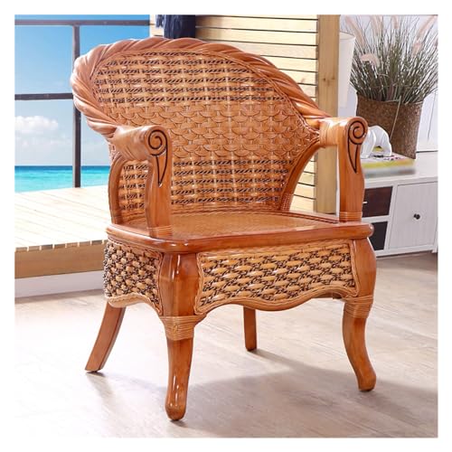 huanglyc-232 Rattanstuhl- Terrassen-Rattanstuhl, Terrassen-Rattan-Esszimmerstühle, hohe Rückenlehne und Gebogene Armlehne for Garten, Hinterhof, Balkon und Terrasse Terrassen-Loungesessel von huanglyc-232