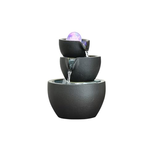 huanglyc-232 Tischbrunnen Keramikofen ändern Glasur Desktop Brunnen fließendes Wasser Luftbefeuchter Feng Shui Ball Desktop kleine Brunnen Zimmerbrunnen(Schwarz) von huanglyc-232