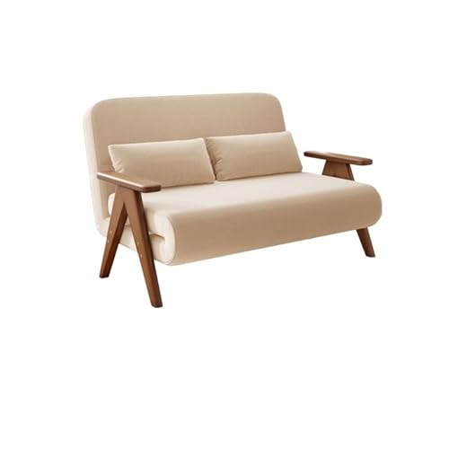 huanglyc-232 Umwandelbares Schlafsofa- Sofa aus Massivholz mit einfachem Klapp- und Ausziehbett, Doppelfunktion, kleines multifunktionales Einzelsofa, platzsparend(Groß) von huanglyc-232