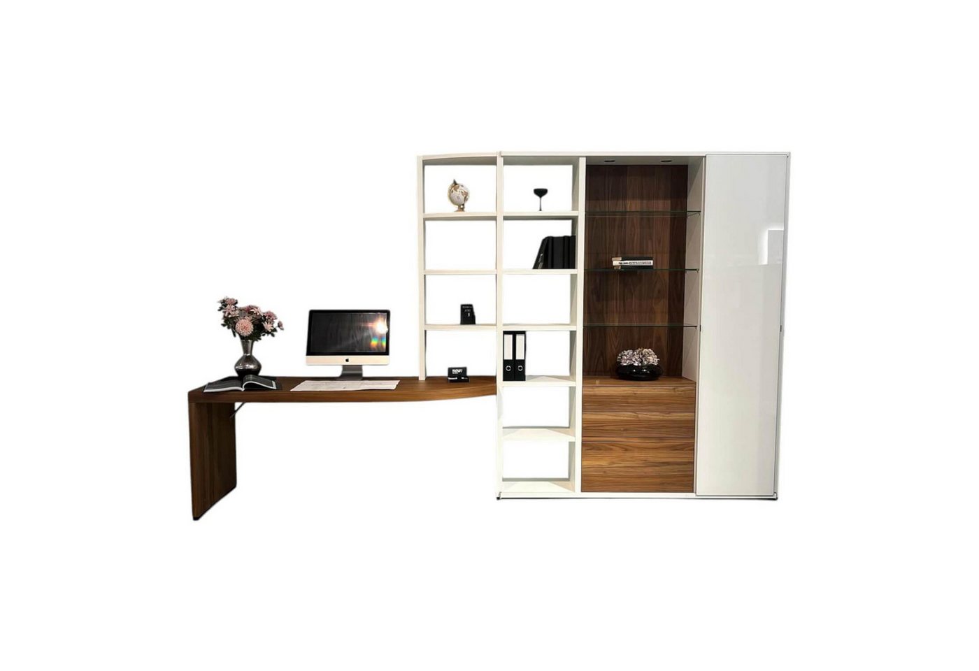 hülsta Anbauschrank Wohnwand Mega-Design Lackbeschichtung Weiß Furniert Kernnussbaum hülsta Anbauschrank Wohnwand Mega-Design Lackbeschichtung Weiß Furniert Kernnussbaum von hülsta