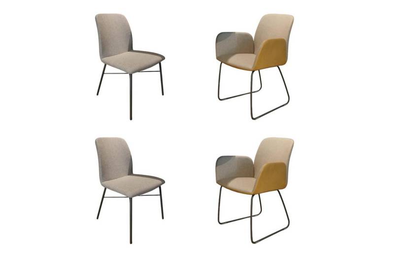hülsta Essgruppe 4er-Set S1000 Stoff 4702 Graubeige Leder 4104 Senf von hülsta