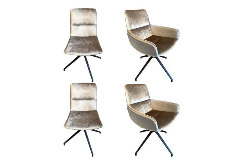 hülsta Essgruppe 4er-Set Stuhl H100 Stoff Velour Glänzend Champagner von hülsta