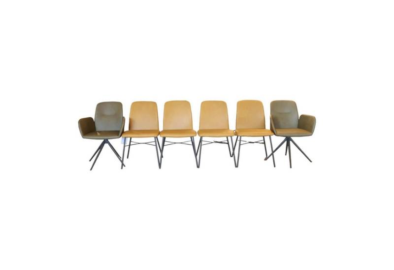 hülsta Essgruppe 6er Set Stuhl S1000 Leder Senf Gelb Und Leder Grün Gestell von hülsta
