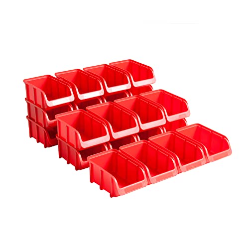 Hünersdorff 24 x Sichtbox Stapelbox Lagerbox in Größe 2, aus Polypropylen (PP), Rot von Hünersdorff