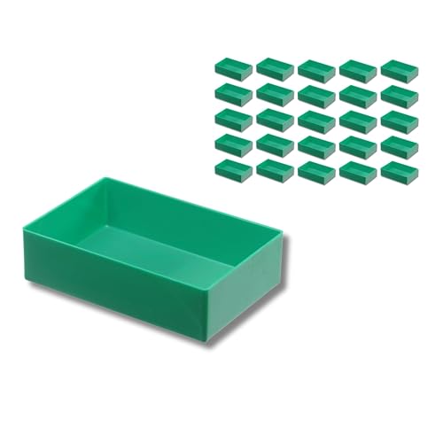 Hünersdorff 25 St. Einsatzbox 162 x 108 x 45mm (L x B x H) - Einsatzkasten Set für individuellen Bestückung von Sortimentskästen, Kleinteile-Koffern, Schubladen und Schränken - Grün von Hünersdorff