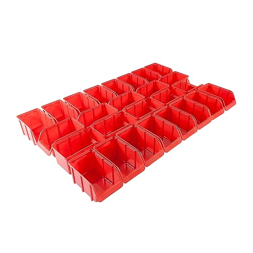 Hünersdorff 26x Sichtbox Stapelbox Lagerbox in Größe 3, aus Polypropylen, hohe Formstabilität und Belastbarkeit, Farbe : Rot von hünersdorff