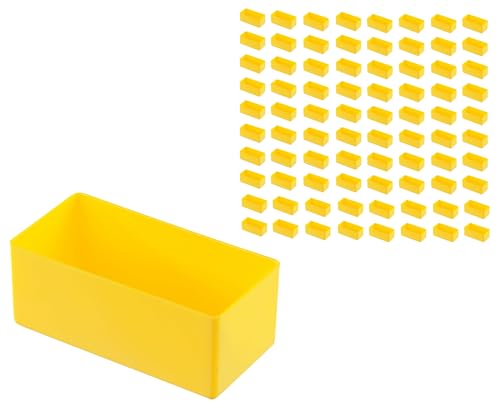Hünersdorff 80 St. Einsatzbox 108 x 54 x 45mm (L x B x H) - Einsatzkasten - Set für individuellen Bestückung von Sortimentskästen, Kleinteile-Koffern, Schubladen und Schränken - Gelb von Hünersdorff
