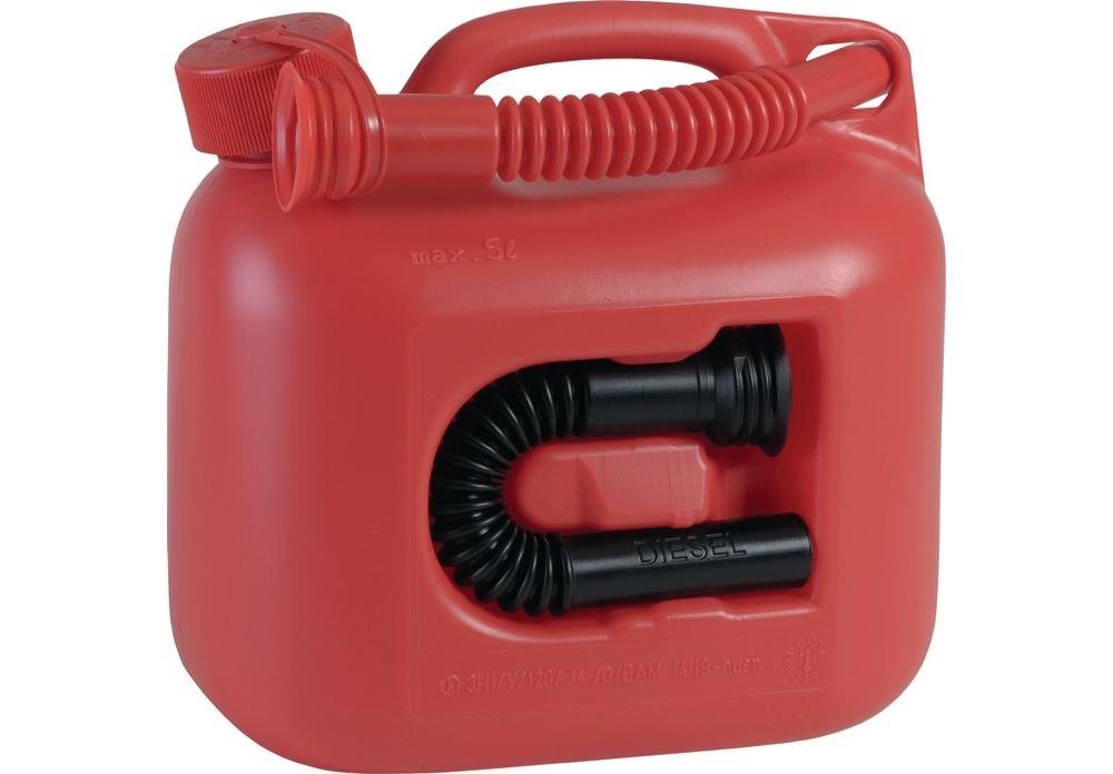 hünersdorff Aufbewahrungsbox Kraftstoffkanister PREMIUM 5 l rot 2 Auslaufrohre L265xB147xH247mm von hünersdorff